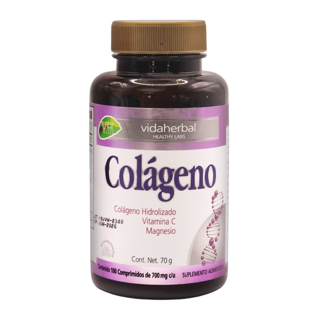 Colágeno Hidrolizado Vitamina C y Magnesio 100 Comprimidos VIDA HERBAL
