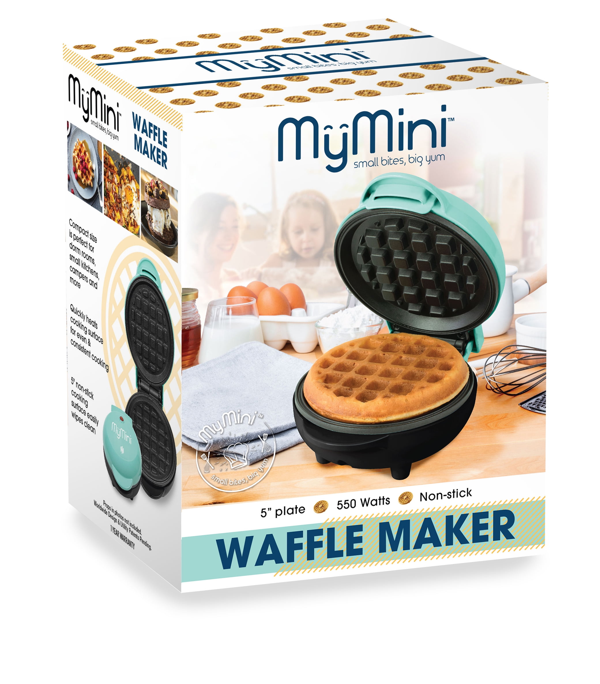 MyMini Waffle Maker, Teal 