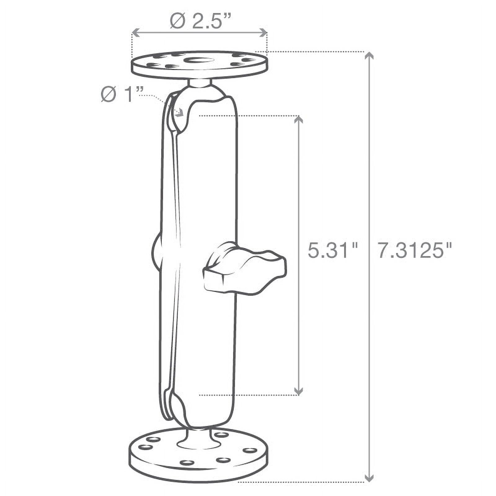 RAM MOUNT LONG DOUBLE SOCKET ARM W/ 2 2.5" ROUND BASES