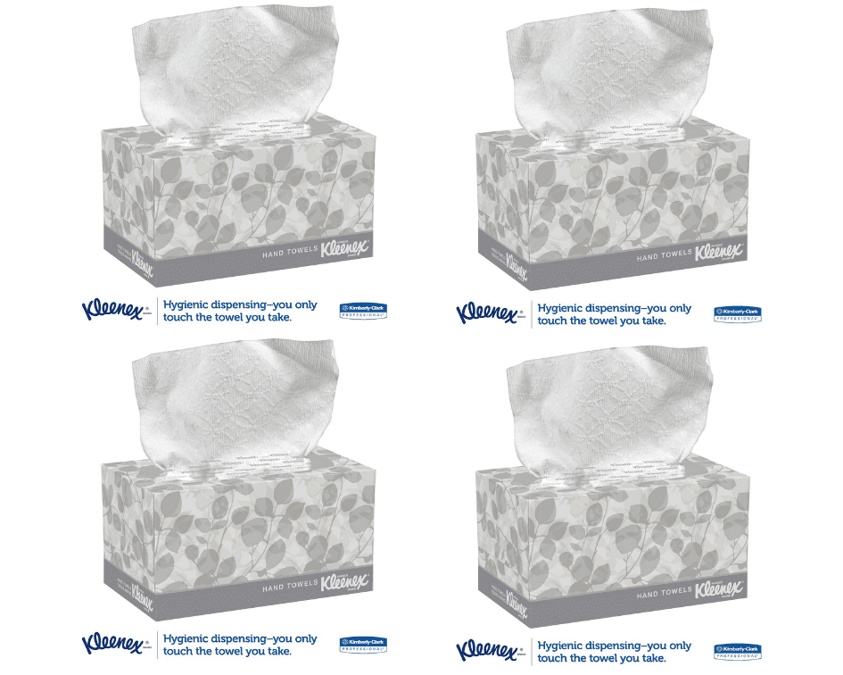 Kleenex Hand Towels POPUP Box, Pack of 4, Cloth 9 x 10 1/2 120
