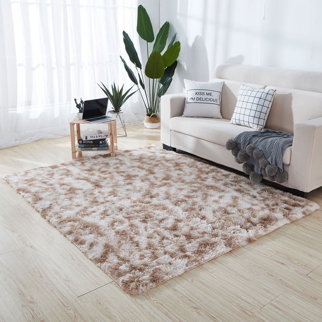 Tie Dye Fluffy Rug 40*60cm for Bedroom, Bedside, Living Room, Playroom Rainbow