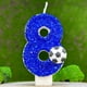 thumbnail image 1 of Vela de cumpleaños con flores artificiales de fútbol, decoración para tarta de fútbol de 9.º cumpleaños, velas de nueve años con purpurina azul y número 9 para cupcakes, decoración para fiestas de cum, 1 of 2