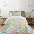 thumbnail image 3 of Ambesonne Pastel Quilted Bedspread Set 2 Pcs, Colorful Squares Mosaic, Twin Size, Multicolor, 3 of 6