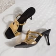 thumbnail image 4 of Gpaecead Women Stiletto Heel Mules Square Toe Metallic Backless Cushioned Plus Size Spring Summer Height Elegant Shoes,Gold, 4 of 8