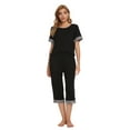thumbnail image 2 of MintLimit Women's Pajama Sets with Capri Pants and Sleepwear Tops Ladies Cute Print Pjs Sets Solid Black XL, 2 of 5