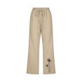 thumbnail image 4 of up to 60% off Gifts Usmixi Womens Summer Cropped Trousers Fashion Dandelion Graphics Plus Size Straight 3/4 Pants Casual Cotton Linen Drawstring High Waist Pocket Pants Beige XXL, 4 of 5