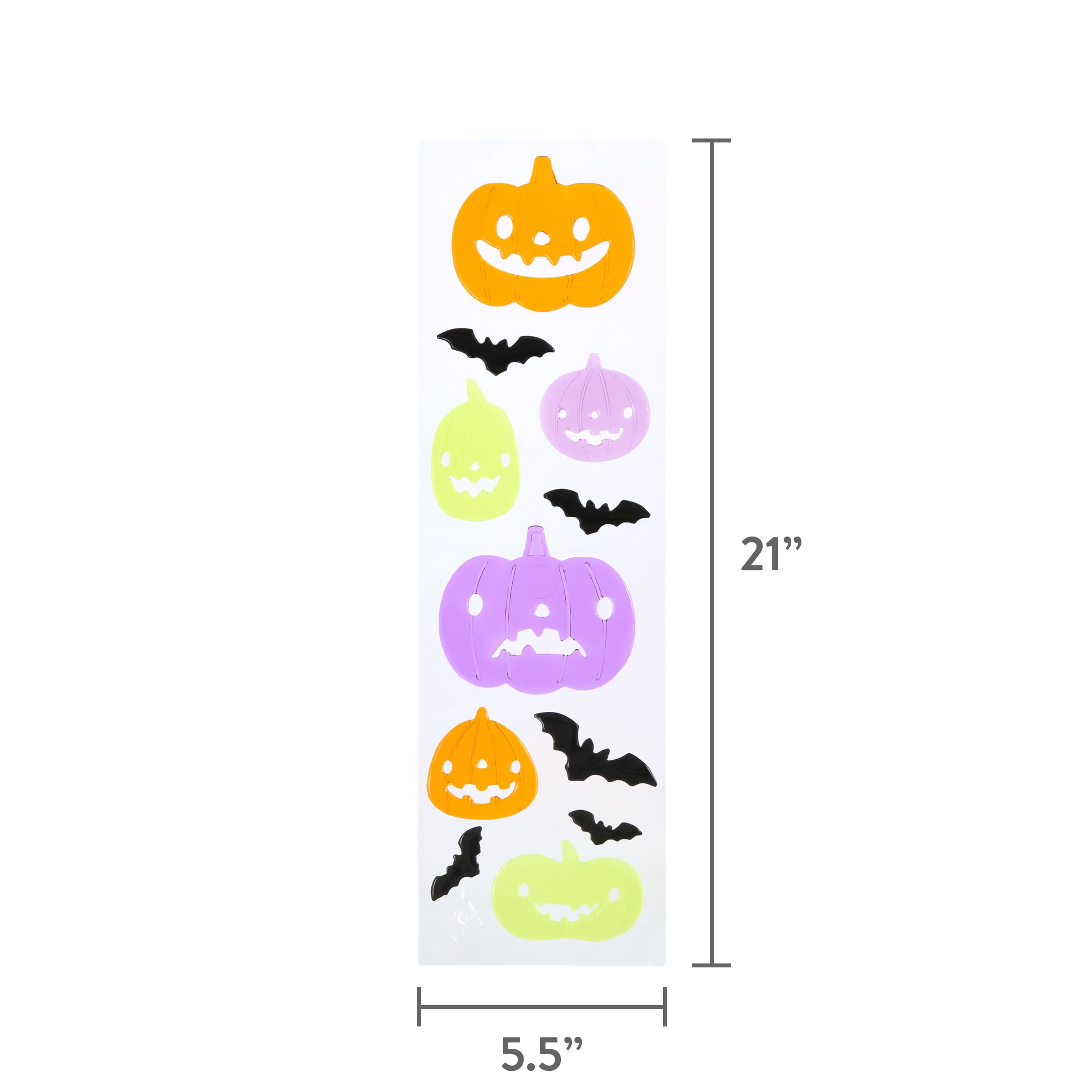 Bats and Jack-o'-Lanterns Gel Clings, Multicolor, 5.4" x 20.9", Halloween by Way To Celebrate