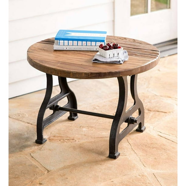 Birmingham Round End Table In Reclaimed Wood And Metal Com Birmingham Round End Table In Reclaimed, Birmingham Round End Table