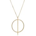 thumbnail image 1 of 14K Yellow Gold Circle And Bar On 16" To 17" Adjustable Necklace, 1 of 1