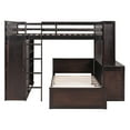 thumbnail image 4 of Harper & Bright Designs Full Over Twin Bunk Bed with Desk, Solid Wood Bunk Bed with Storage Shelves and Wardrobe, Twin Size Loft Bed with a Stand-Alone Bed, Espresso, 4 of 14