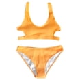 thumbnail image 2 of Cupshe Women's Yellow Ribbed Cutout Low Waisted Bikini Swimsuit Set, XL, 2 of 4