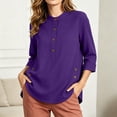 thumbnail image 6 of TGSLY Henley Tops for Women Lightweight Soft Half Button Down 3/4 Sleeve Shirts Loose Fit Dressy Casual Button Side Split Hem Solid Color Blouses S, 6 of 10