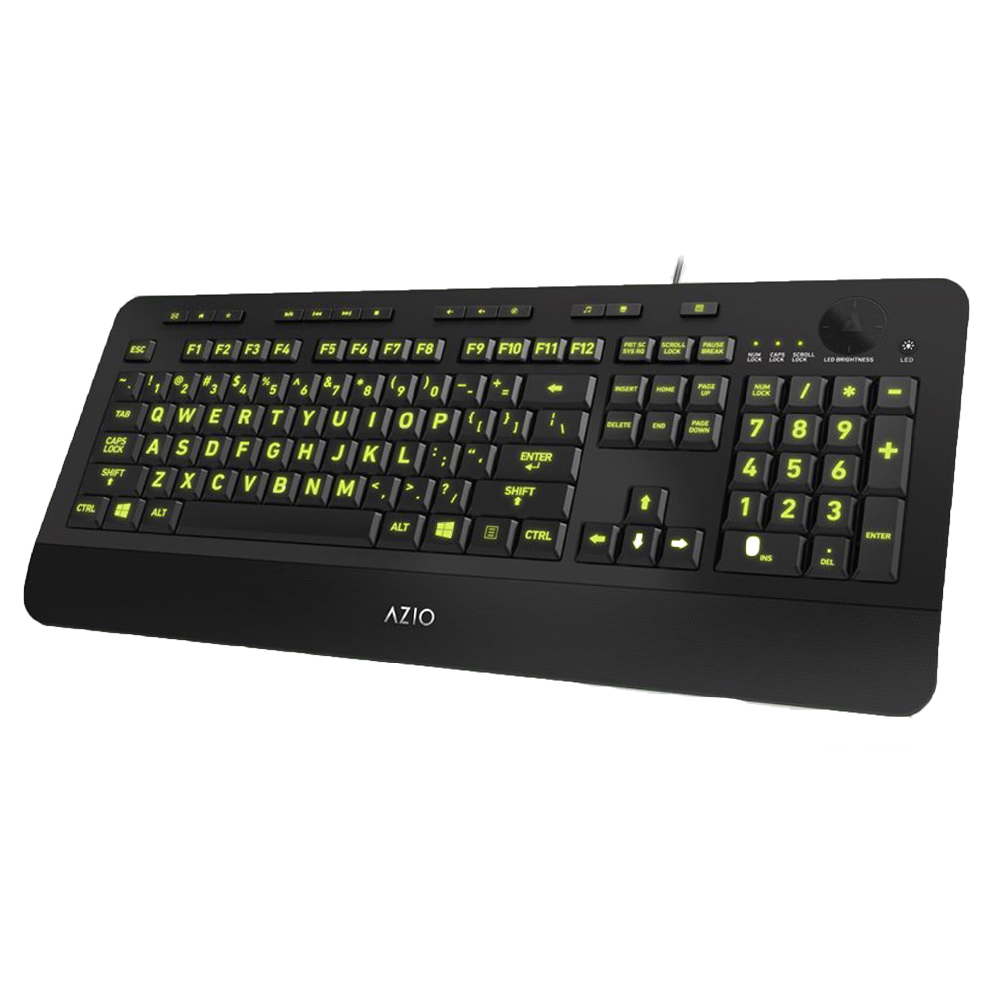 Azio Vision Backlit Computer Keyboard - Wired USB Keyboard with LARGE PRINT keys and 5 Interchangeable Backlight Colors (KB506)