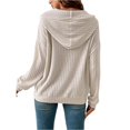 thumbnail image 3 of Wevis Women's Vertical Ribbed Hooded Sweatshirt, Long Sleeve Loose Pullover With Front Kangaroo Pocket, 3 of 5