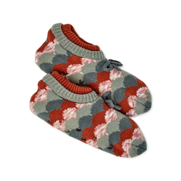Joyspun Women's Knit Double Cuff Slipper Socks, 1Pack, Size 410