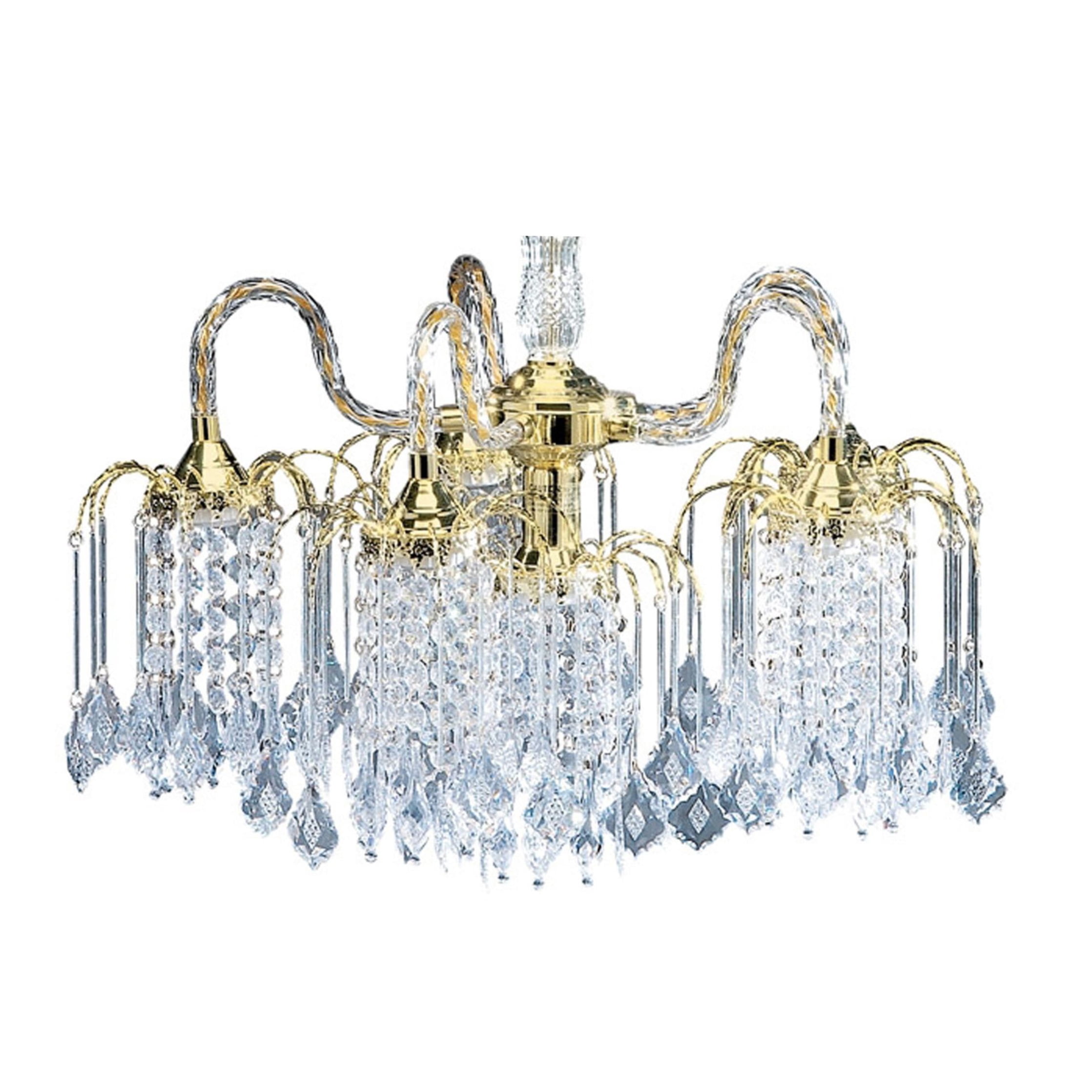 JERFIT 6-Light Crystal Chandelier Gold Dining Room Fixture with Adjustable Chain for Living Room Foyer