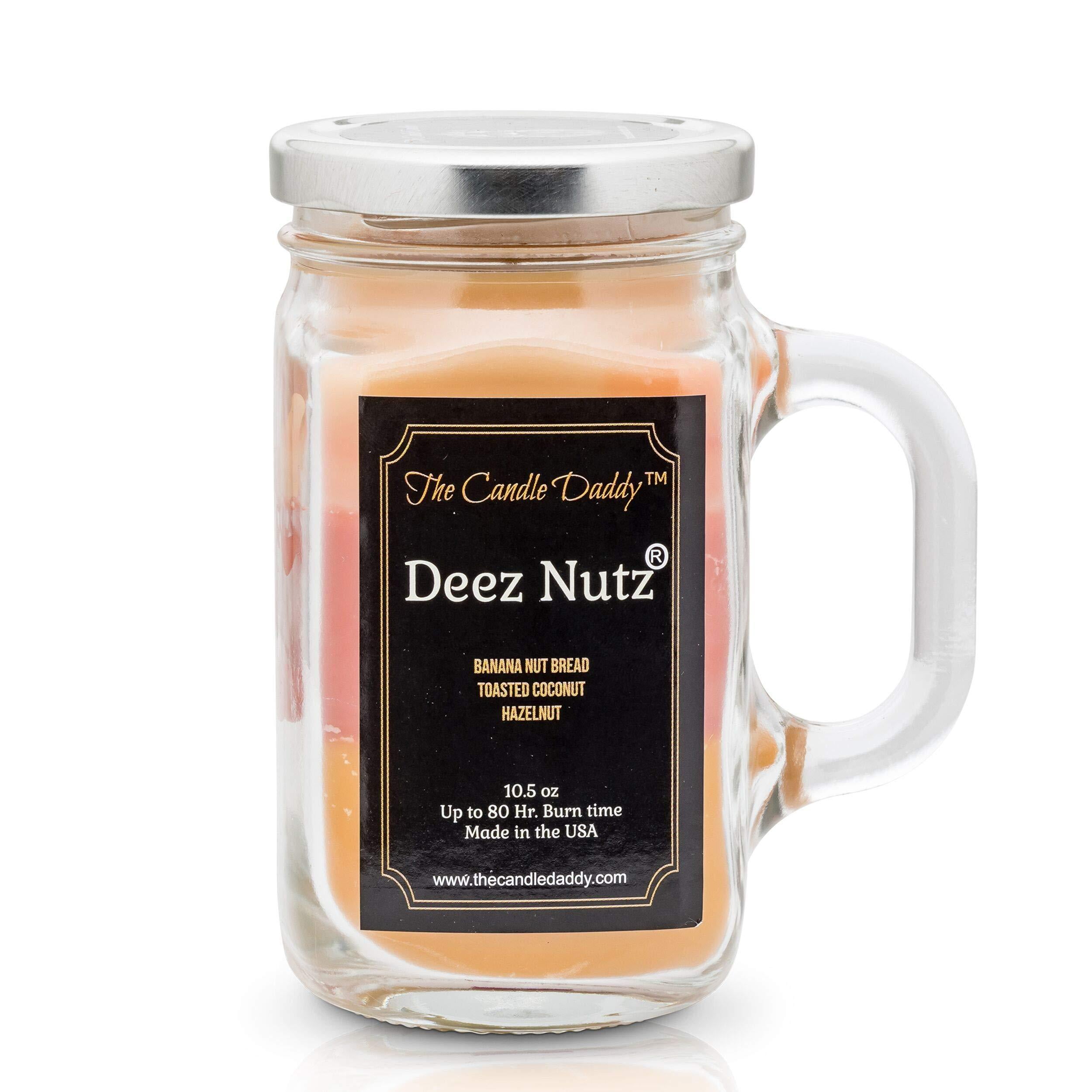 Deez Nutz Scented Candle Banana Nut Bread Toasted Coconut Hazelnut Scented Triple Layer Candle 10 5 Oz Mason Jar Candle Funny Gag Joke Candle Poured In Small Batches In Usa Deez Nutz Scented Candle Banana Nut Bread Toasted Coconut Hazelnut Scented Triple Layer Candle 10 5 Oz Mason Jar Candle Funny Gag Joke Candle Poured In Small Batches In Usa
