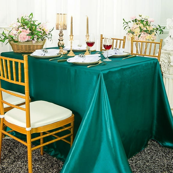 Wedding Linens Inc. 72" x 120" Satin Rectangular Table Cover Tablecloth - Oasis
