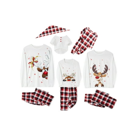 

Huakaishijie Family Christmas Pajamas Sets Xmas Elk Parent-Child Long Sleeve Sleepsuit Nightwear