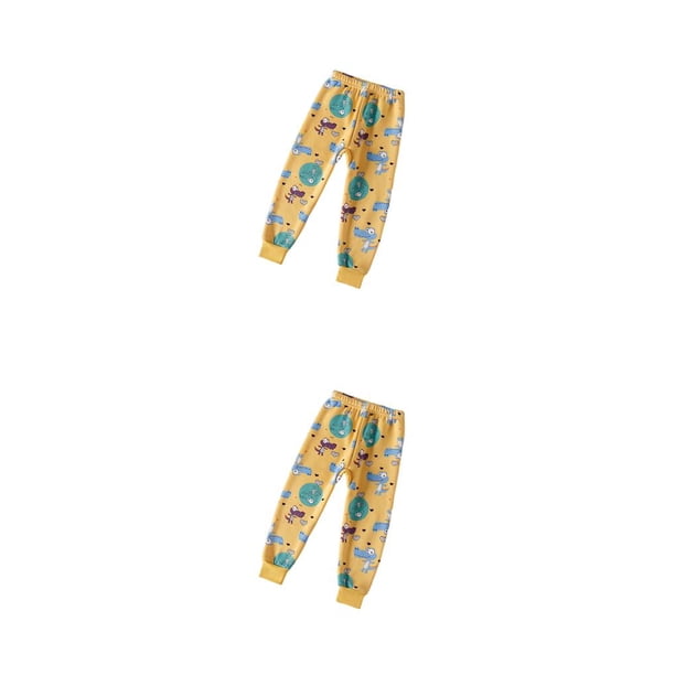 Qarigey Pantalones cálidos gruesos a prueba de viento calzoncillos largos transpirables para niños pantalones de casa ropa interior térmica Amarillo 100cm 2piezas