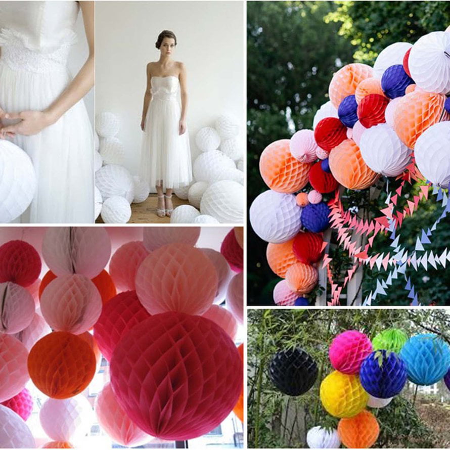 10x Wedding Party Home Hanging Tissue Paper Pom Pom Lantern Flower Balls Xmas-SL