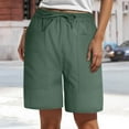 thumbnail image 2 of vigerkar Womens Bermuda Shorts Casual Loose Elastic Drawstring Beach Knee Length short Pants with Pockets Green, L, 2 of 5