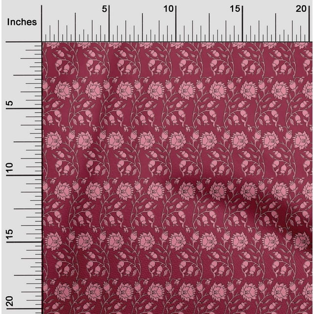 oneOone Georgette Viscose Tissu Feuilles & Imprimé Floral 1 Yard 42 Inch Wide