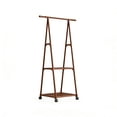 thumbnail image 2 of HioHa Portable Clothes Rack on Wheels with 2-Tier Shelves & Hooks - Stainless Steel Rolling Garment Rack for Clothing, Shoes, Laundry - Home, Office, Dorm Use (Brown), 2 of 9