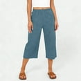 thumbnail image 4 of Capris Pants for Women Casual Summer 2026 Straight Wide Leg Loose Elastic Waist Cropped Trouser Sky Blue L, 4 of 6
