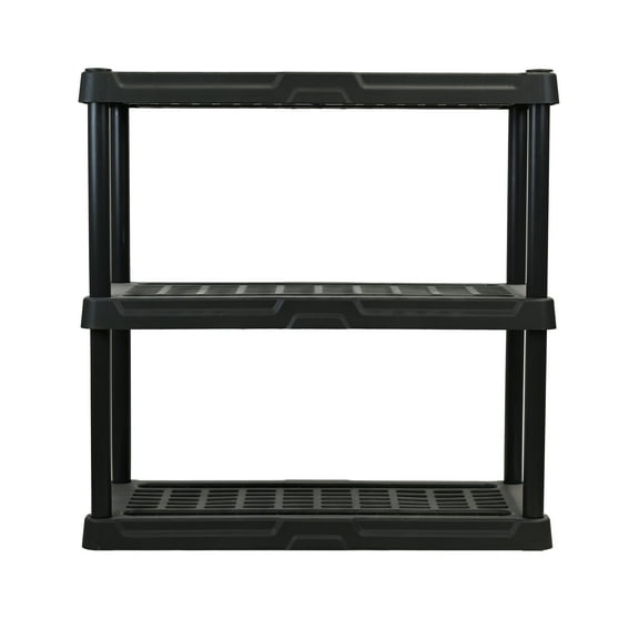Hart 3-Shelf Plastic Storage Shelf, Black, 36" W x 18" D x 36" H