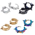 thumbnail image 2 of UDIYO Unisex Titanium Steel Punk Rivet Ear Studs Spike Hoop Huggie Piercing Earrings, 2 of 6