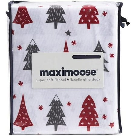 Maximoose Sheet Set 100% Cotton Flannel Winter Christmas Themed Into The Woods, Twin
