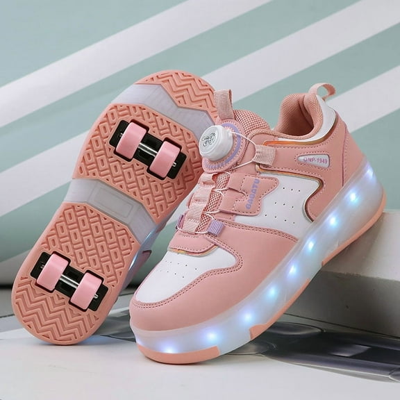 Kids Roller Skates Light up Shoes with Wheels Shoes LED USB Charging Roller Sneakers for Girls Boys Birthday Christmas Gift 