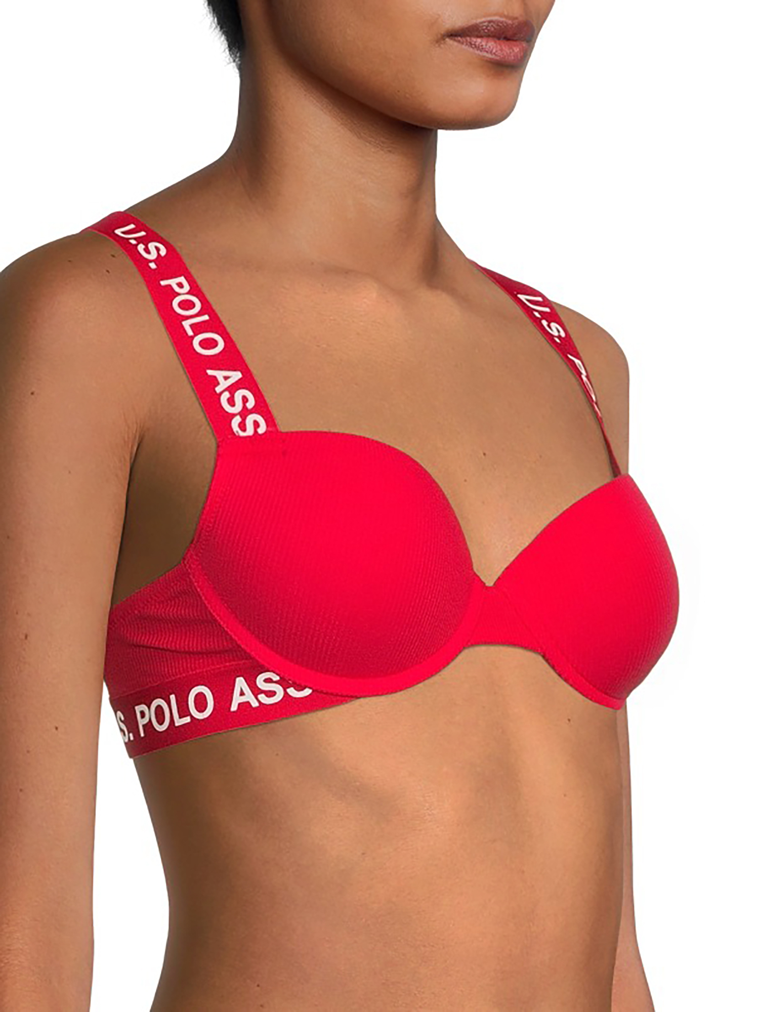 U.S. Polo Assn. Women's 2 Pack Tag-Free Ribbed Cotton Spandex Push Up Bra Set - image 4 of 4