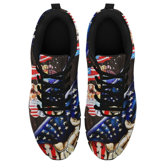 Happy Dachshund 4th Of July Running Shoes Sneakers Mesh Black Size 3.5