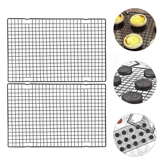 WRITWAA 2Pcs Bakers Cooling Rack 40X25X2cm 15.7X9.8X0.8in Non-stick Baking Sheet Tray