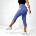 thumbnail image 4 of Capri Pants Women Button High Waist Slim Fitting Stretch Side Split Crop Pants Casual Vintage Trousers Fashion, 4 of 7
