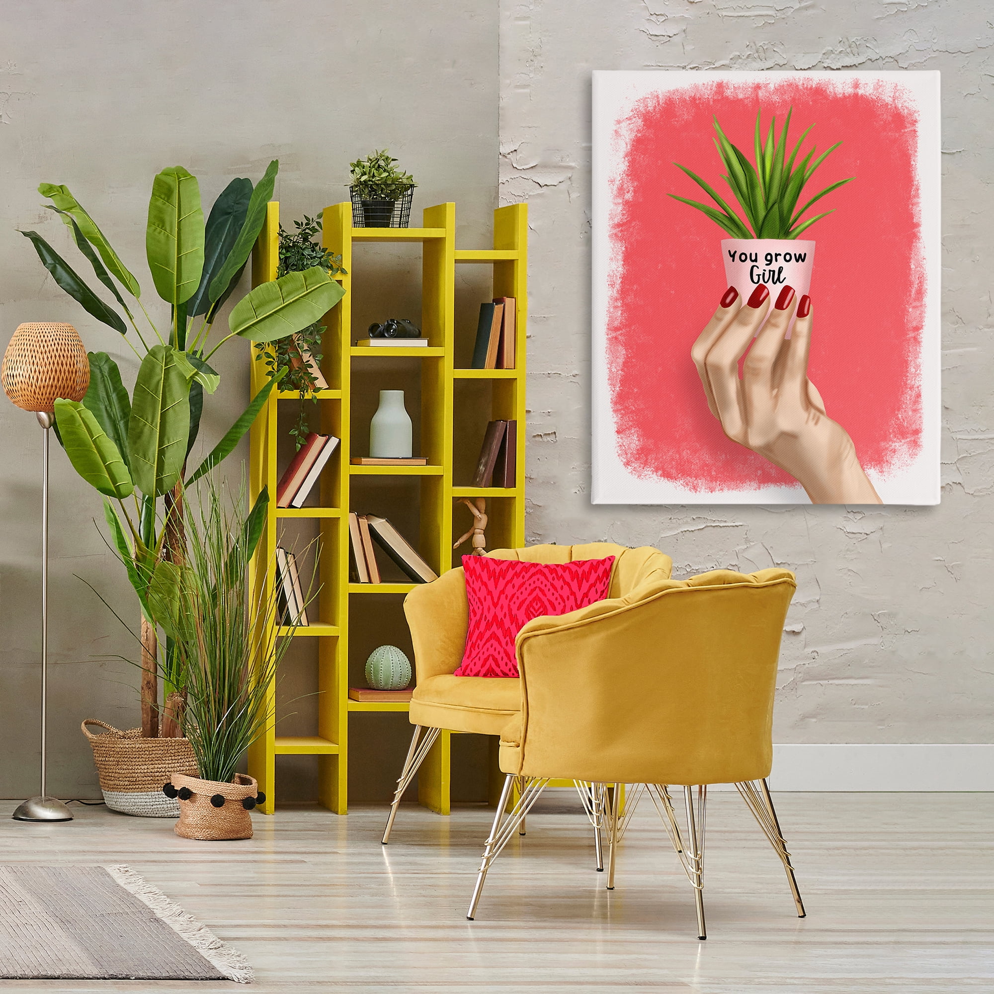 Stupell Industries You Go Girl Plant People Painting Wrapped Canvas Art Print Wall Art, 36 x 48