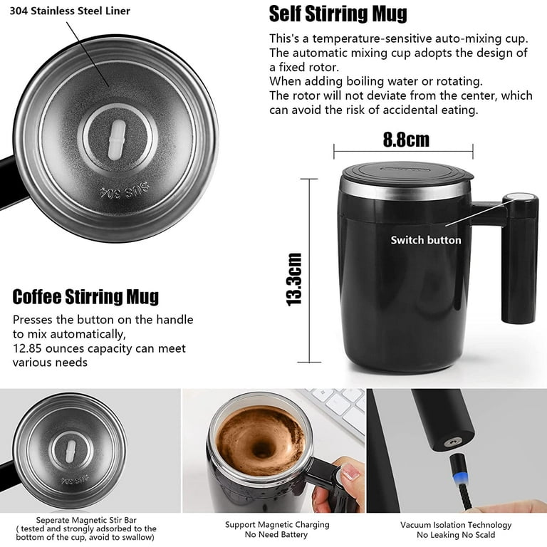 Smart Self-Stirring Magnetic Mug - Stainless Steel Coffee Mixer Cup For  Perfect Temperature Every Time!