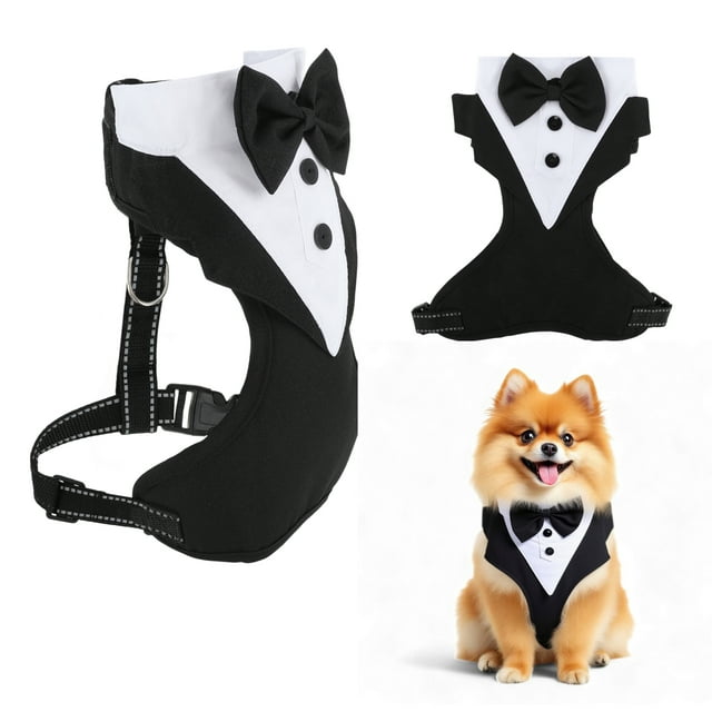 Esmoquin para Perros Único Bargains para Boda, Traje de Esmoquin para Mascotas con Pajarita, Disfraces para Perros Pequeños, Atuendo Formal para Fiestas de Halloween y Navidad, Mediano, Negro, Blanco