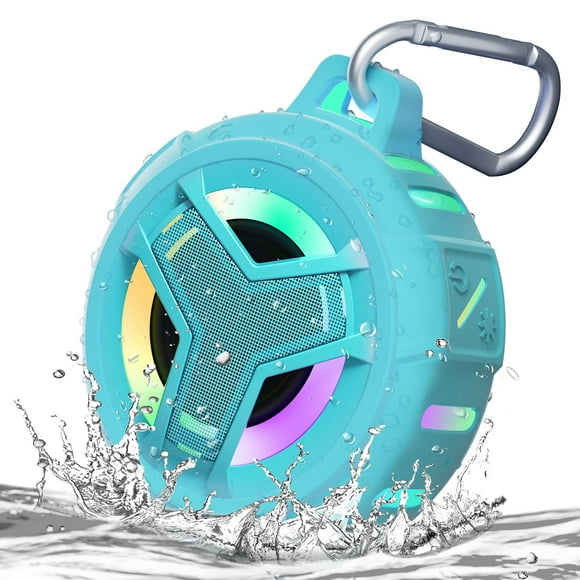 EBODA Altavoz de Ducha Bluetooth Impermeable, Altavoces Pequeños Inalámbricos Portátiles Flotantes IPX7, Tiempo de Reproducción 24H con Luz RGB para Kayak, Playa, Accesorios de Piscina, Regalos para U