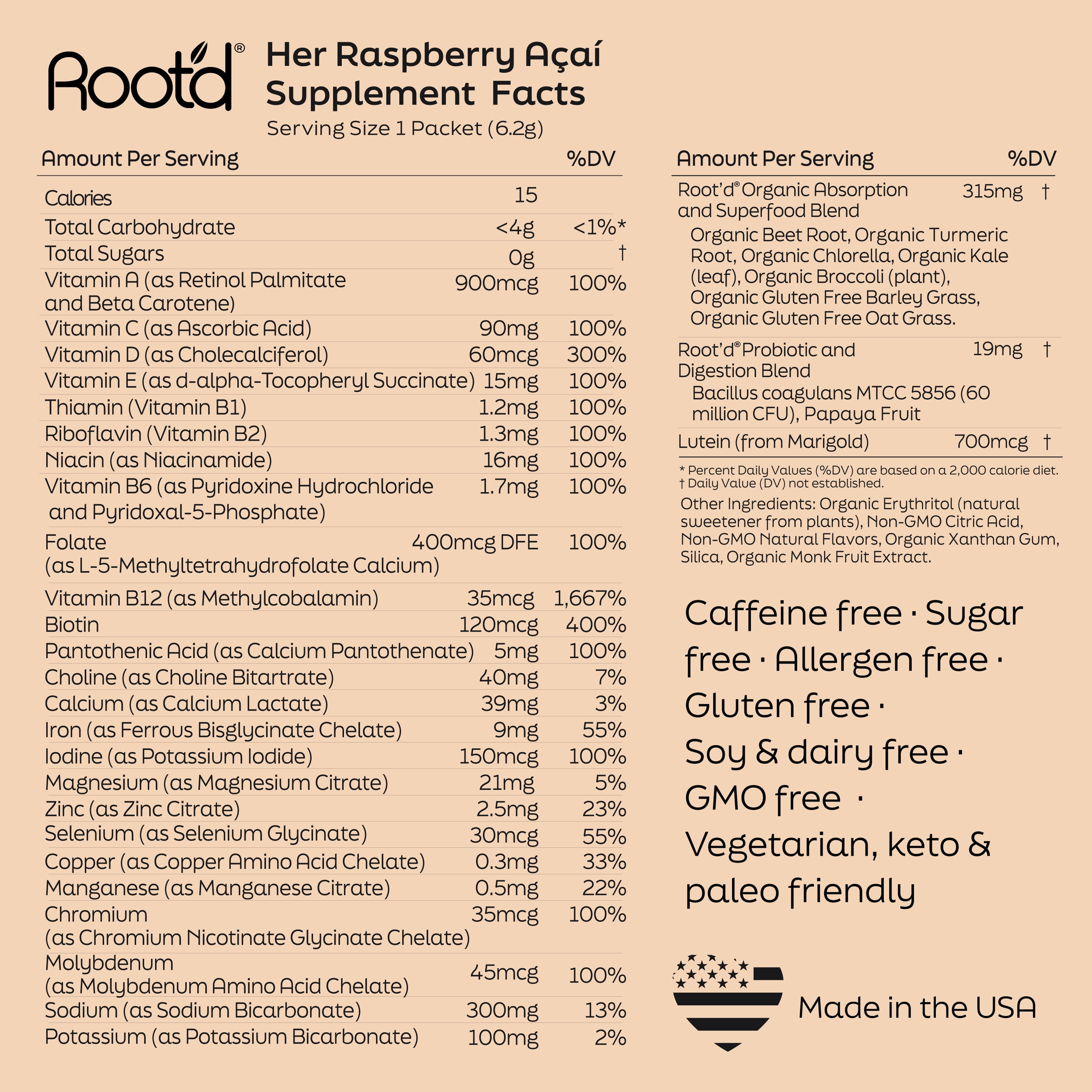 Root'd Multivitamin Powder for Women - 25 Vitamins,Minerals with 3X Electrolytes, 9 Organic Superfoods, Probiotics Enzymes, Sugar-Free Multivitamin Hydration, 30 Vitamin Drink Mix Packets