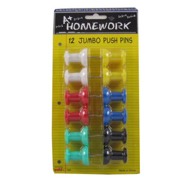 Push Pins Jumbo 12 count Case Pack 48