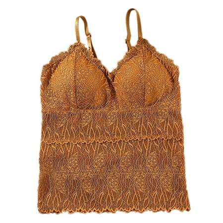 Strappy Sports Bra Women Lingerie Lace Chest Tube Backless Bra Camisole Base Underwear V-Neck Convertible Bra Feature Hook and Eye Closure Nursing Bra Style Y-112   Brown one size