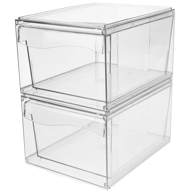 Caja de cosméticos acrílica con cajón desmontable, organizador de escritorio, 2 unidades