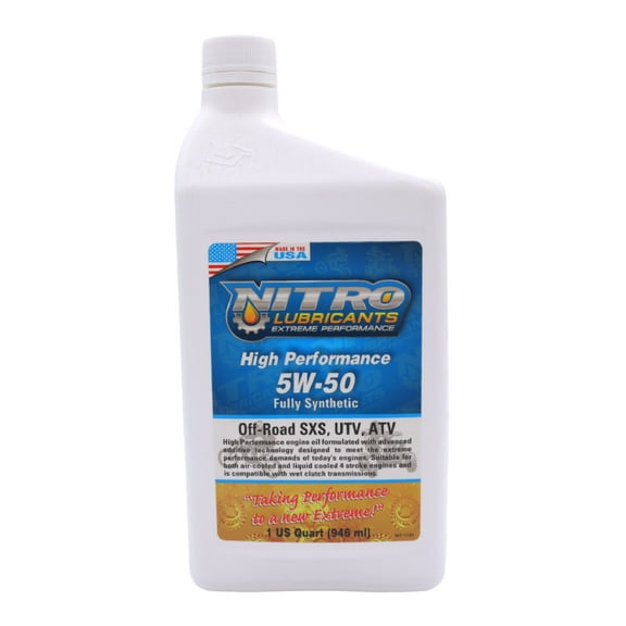 Nitro Lubricants 5W-50 4 Stroke Engine Oil – Semi-Synthetic, 1 Qt – Made in USA