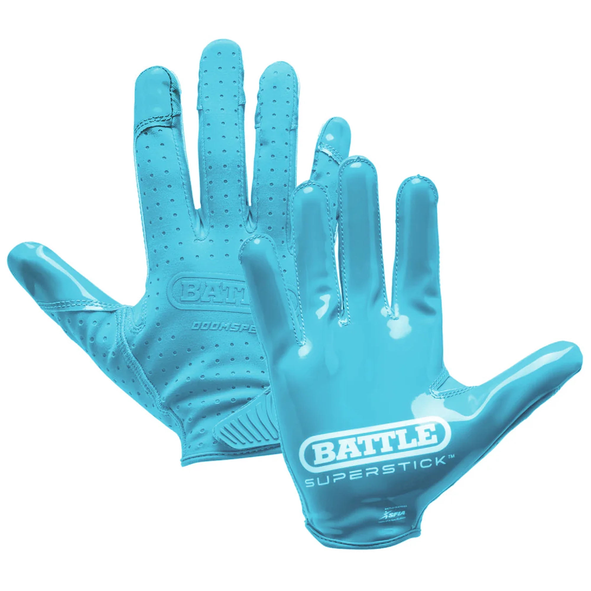 Battle Sports Youth Doom Speed Receiver Football Glove - Columbia Blue - Large