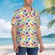 thumbnail image 3 of Balery Colorful Dinosaurs Camisas hawaianas de manga corta para hombre, camisas playeras de corte holgado, camisas de vacaciones con botones,X-Large, 3 of 7