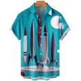 thumbnail image 3 of Camisa hawaiana con estampado 3D de cohetes para hombre, blusa con patrón de dibujos animados, camisas casuales de verano estilo hawaiano, blusa holgada de manga corta con botones, 3 of 5