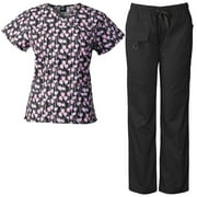 Medgear Women’s Scrubs Set Multi-Pocket Top & Pants, Medical Uniform SPPK